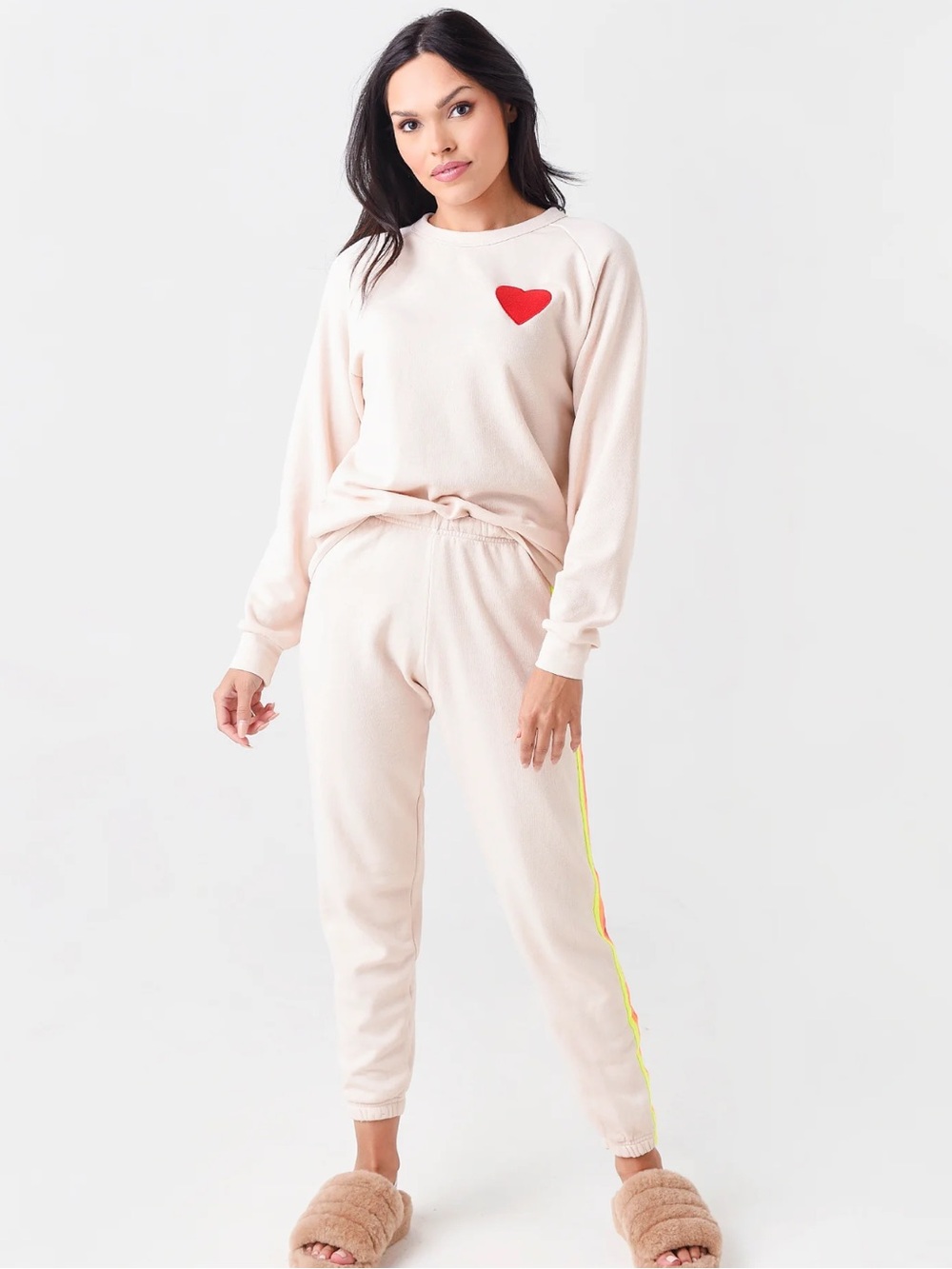 Aviator Nation White Sweatshirt & Rainbow Stripe Joggers